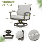 Ensemble de salon de jardin en aluminium 5 pièces avec table d'appoint, pouf et coussins gris clair