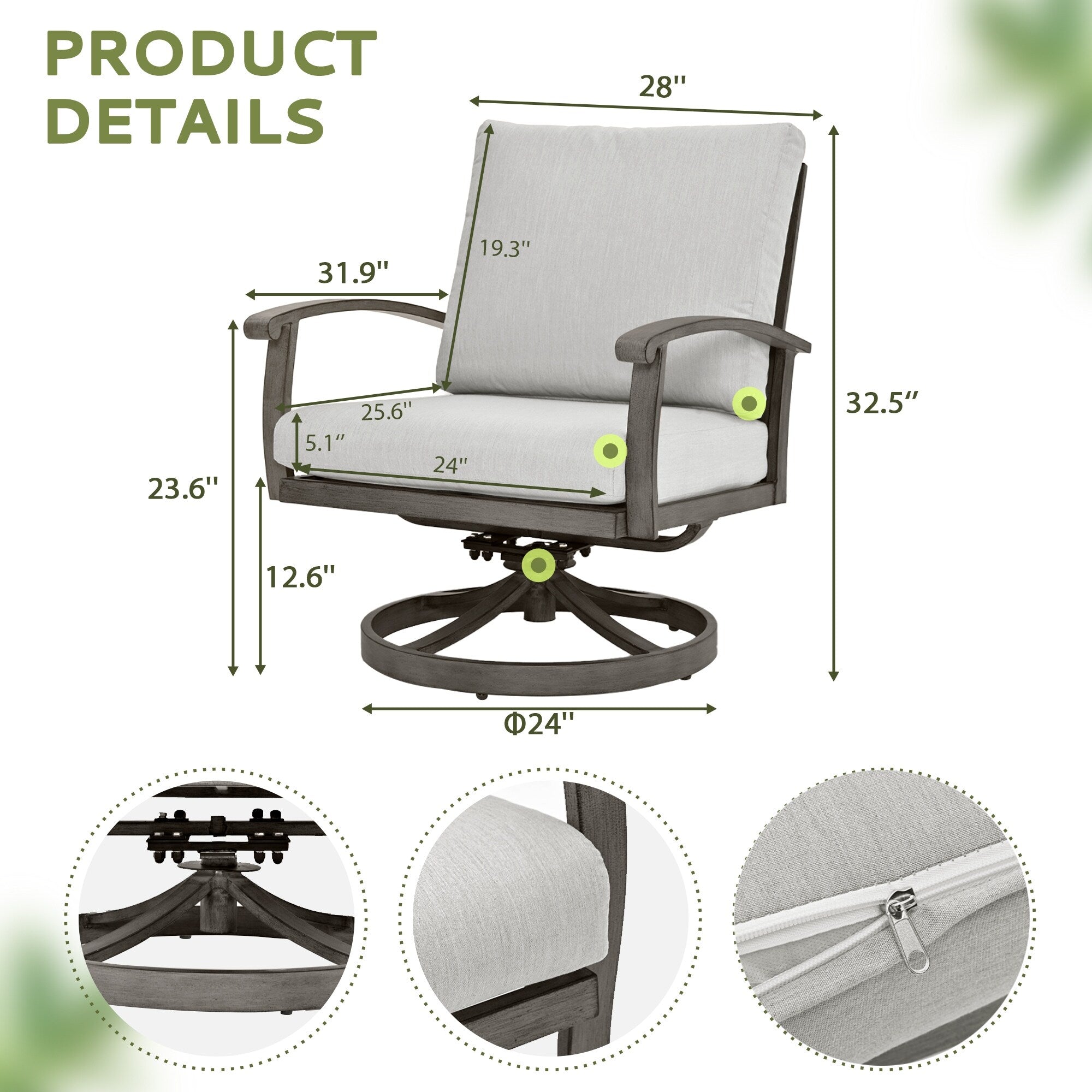 Ensemble de salon de jardin en aluminium 5 pièces avec table d'appoint, pouf et coussins gris clair