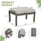 Ensemble de salon de jardin en aluminium 5 pièces avec table d'appoint, pouf et coussins gris clair