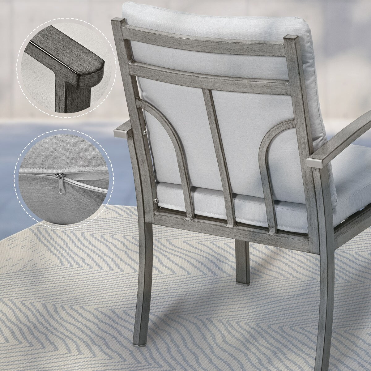 Ensemble de salle à manger de patio en aluminium 5 pièces avec 2 chaises de salle à manger pivotantes et 2 chaises de salle à manger et coussins lavables