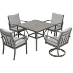 Ensemble de salle à manger de patio en aluminium 5 pièces avec 2 chaises de salle à manger pivotantes et 2 chaises de salle à manger et coussins lavables