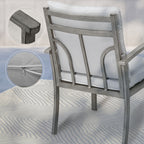 Ensemble de salle à manger de patio en aluminium 5 pièces avec table et tapis lavable gris clair