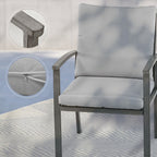 Ensemble de salle à manger de patio en aluminium 5 pièces avec table et tapis lavable gris clair