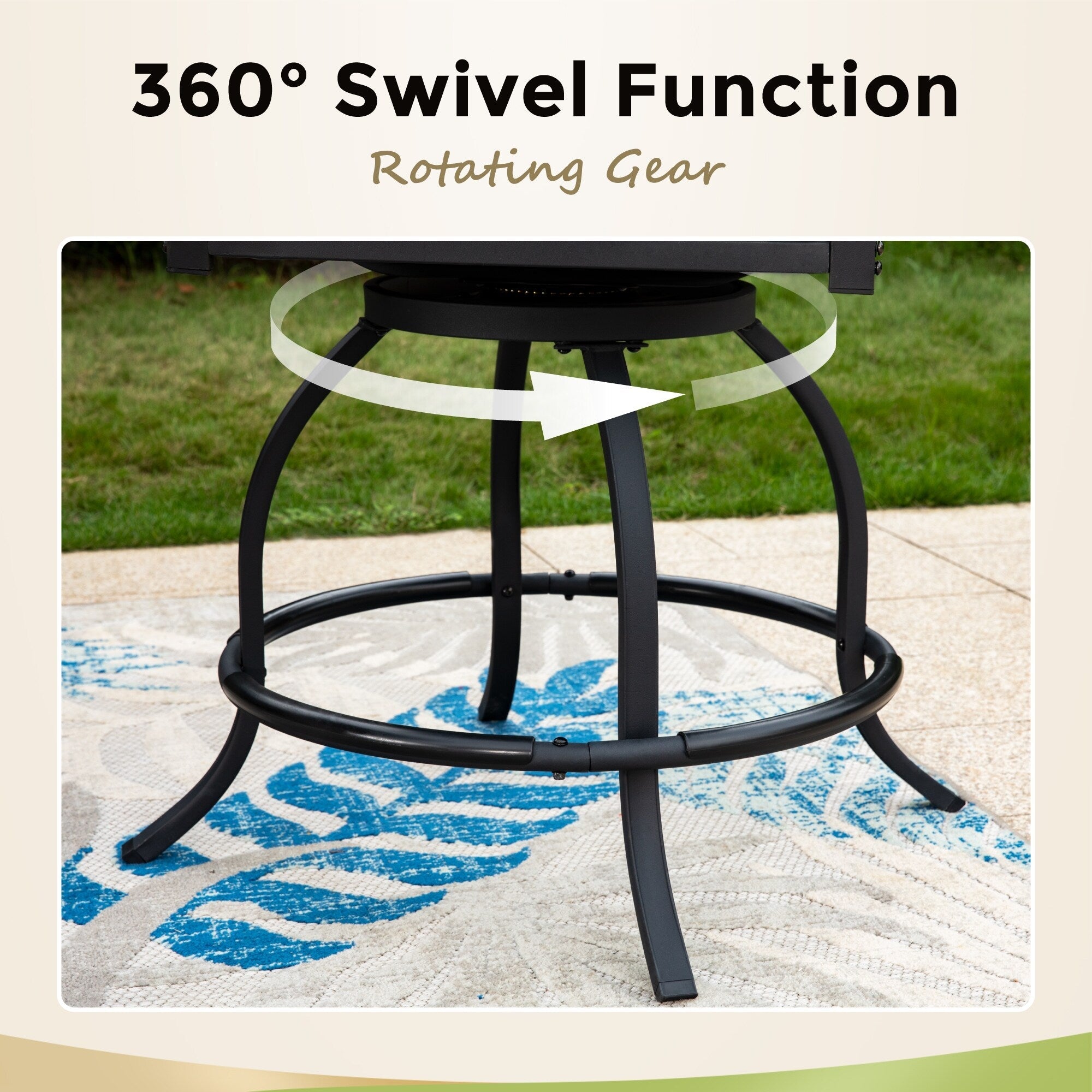 Ensemble de salle à manger de 5 pièces, 4 chaises de bar pivotantes en rotin ou 4 chaises de bar pivotantes en métal et 1 table de bar rectangulaire en métal