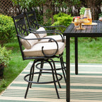 Ensemble de salle à manger de 5 pièces, 4 chaises de bar pivotantes en rotin ou 4 chaises de bar pivotantes en métal et 1 table de bar rectangulaire en métal