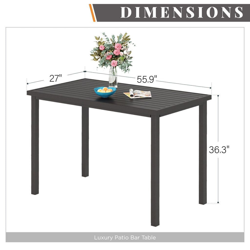 Ensemble de salle à manger de 5 pièces, 4 chaises de bar pivotantes en rotin ou 4 chaises de bar pivotantes en métal et 1 table de bar rectangulaire en métal