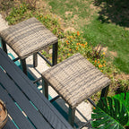 Ensemble de salle à manger de 5 pièces, 4 chaises de bar pivotantes en rotin ou 4 chaises de bar pivotantes en métal et 1 table de bar rectangulaire en métal