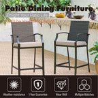 Ensemble de salle à manger de 5 pièces, 4 chaises de bar pivotantes en rotin ou 4 chaises de bar pivotantes en métal et 1 table de bar rectangulaire en métal