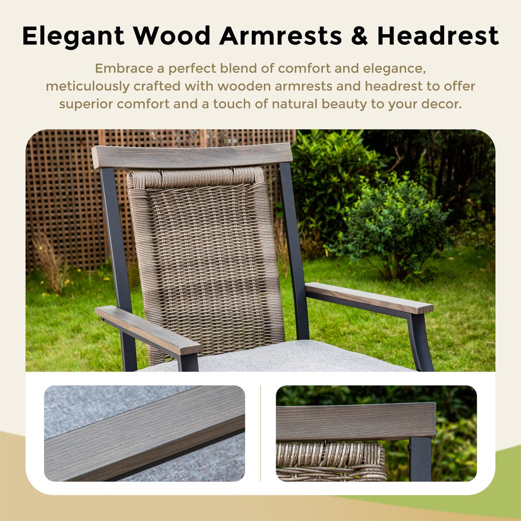 Ensemble de salle à manger de 5 pièces, 4 chaises de bar pivotantes en rotin ou 4 chaises de bar pivotantes en métal et 1 table de bar rectangulaire en métal