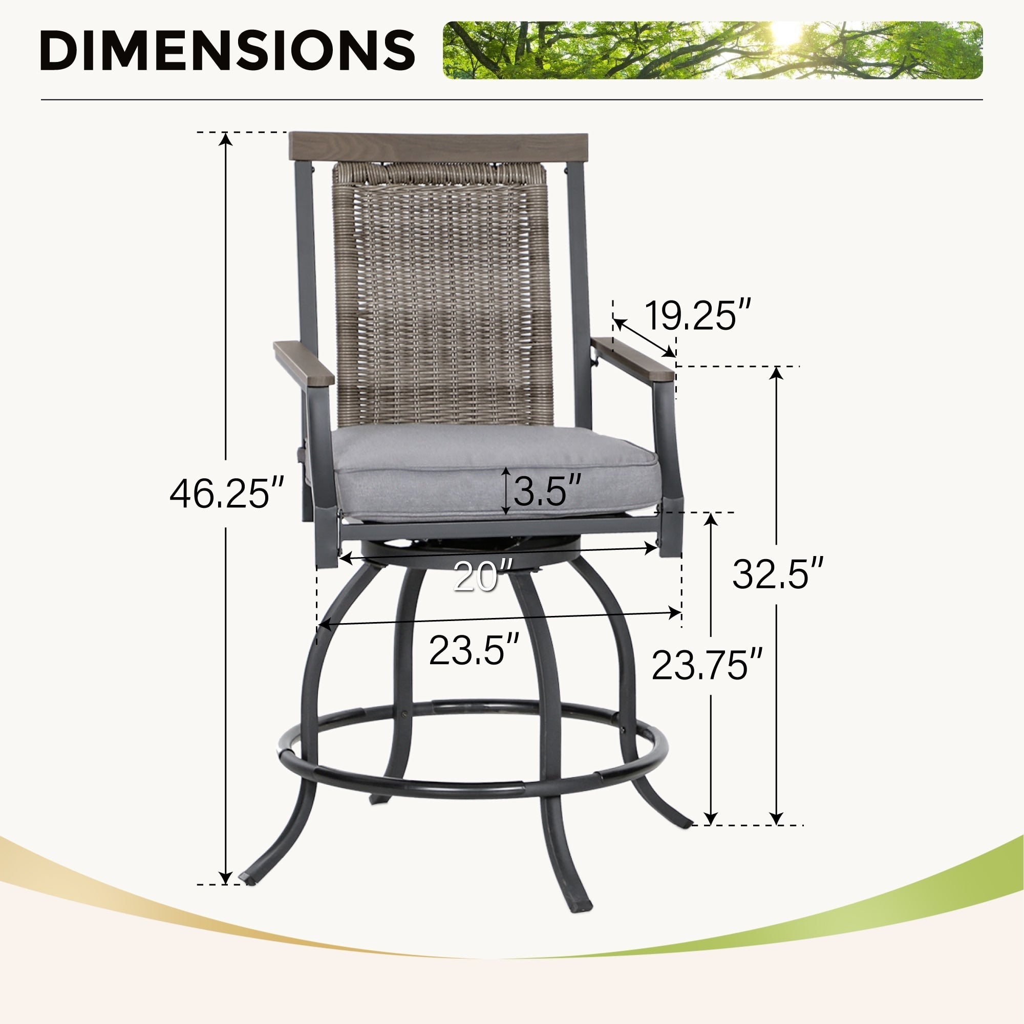 Ensemble de salle à manger de 5 pièces, 4 chaises de bar pivotantes en rotin ou 4 chaises de bar pivotantes en métal et 1 table de bar rectangulaire en métal
