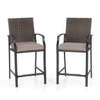 Ensemble de salle à manger de 5 pièces, 4 chaises de bar pivotantes en rotin ou 4 chaises de bar pivotantes en métal et 1 table de bar rectangulaire en métal