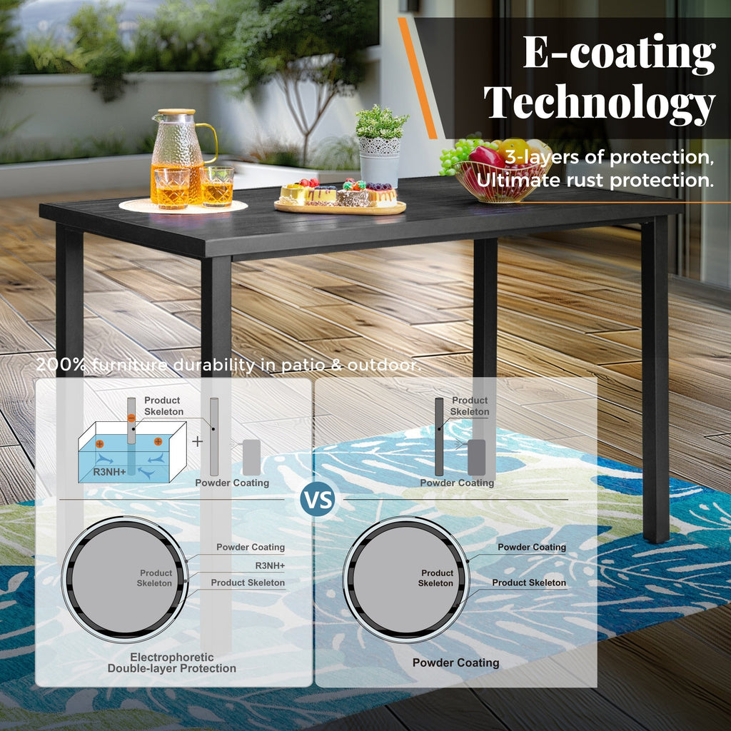 Ensemble de salle à manger de 5 pièces, 4 chaises de bar pivotantes en rotin ou 4 chaises de bar pivotantes en métal et 1 table de bar rectangulaire en métal