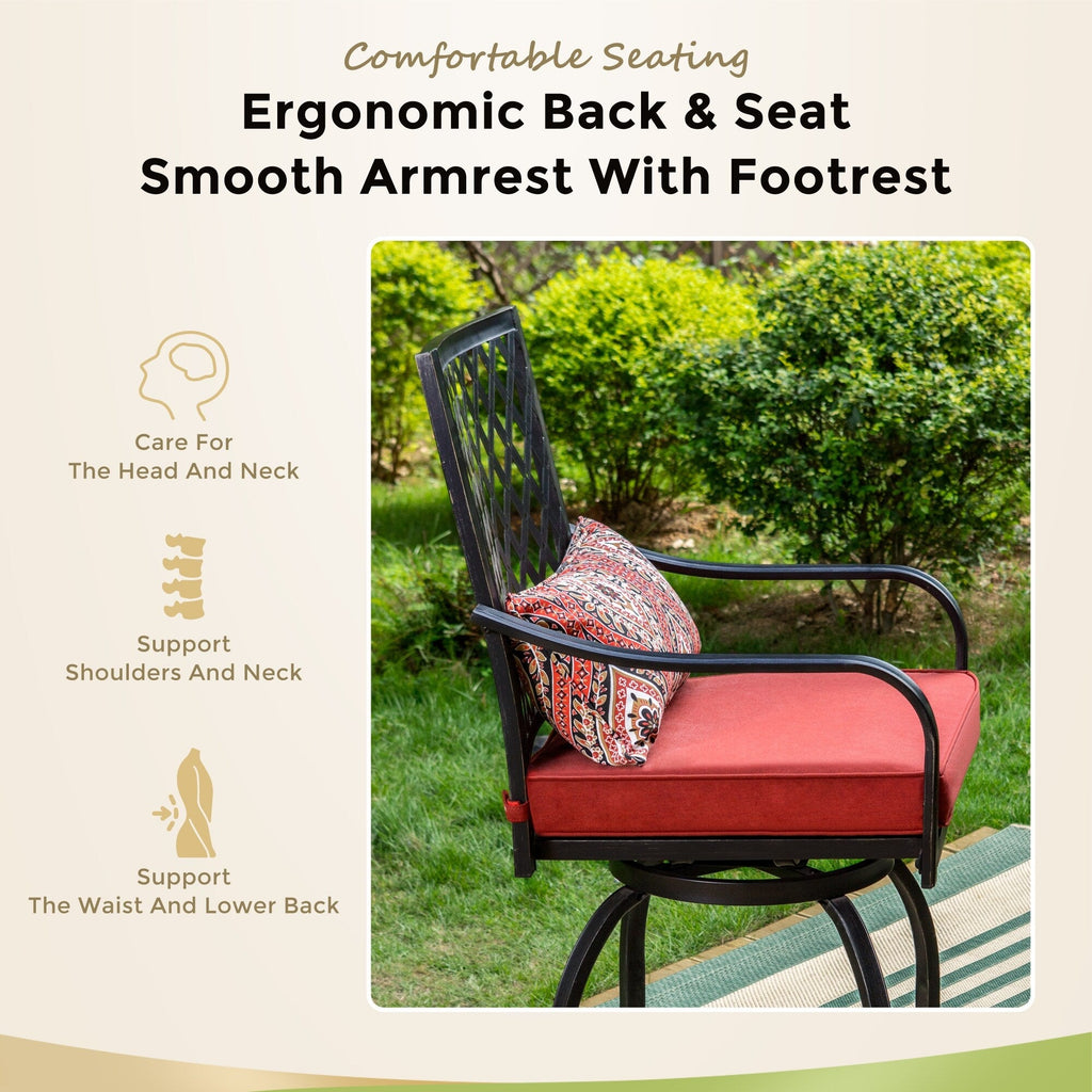 Ensemble de salle à manger de 5 pièces, 4 chaises de bar pivotantes en rotin ou 4 chaises de bar pivotantes en métal et 1 table de bar rectangulaire en métal