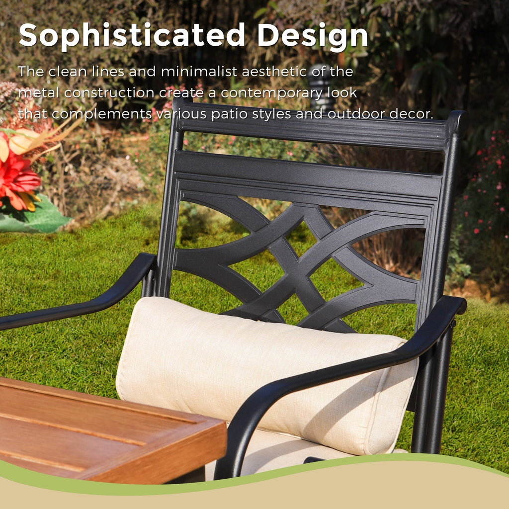 Ensemble de salle à manger de 5 pièces, 4 chaises de bar pivotantes en rotin ou 4 chaises de bar pivotantes en métal et 1 table de bar rectangulaire en métal