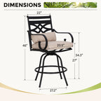 Ensemble de salle à manger de 5 pièces, 4 chaises de bar pivotantes en rotin ou 4 chaises de bar pivotantes en métal et 1 table de bar rectangulaire en métal