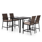 Ensemble de salle à manger de 5 pièces, 4 chaises de bar pivotantes en rotin ou 4 chaises de bar pivotantes en métal et 1 table de bar rectangulaire en métal