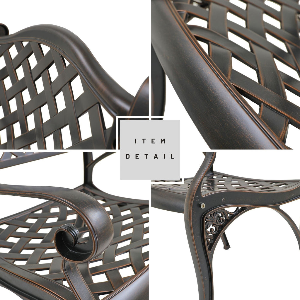 Ensemble de salle à manger de patio en aluminium moulé 5 pièces