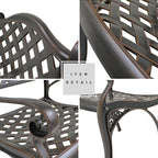 Ensemble de salle à manger de patio en aluminium moulé 5 pièces