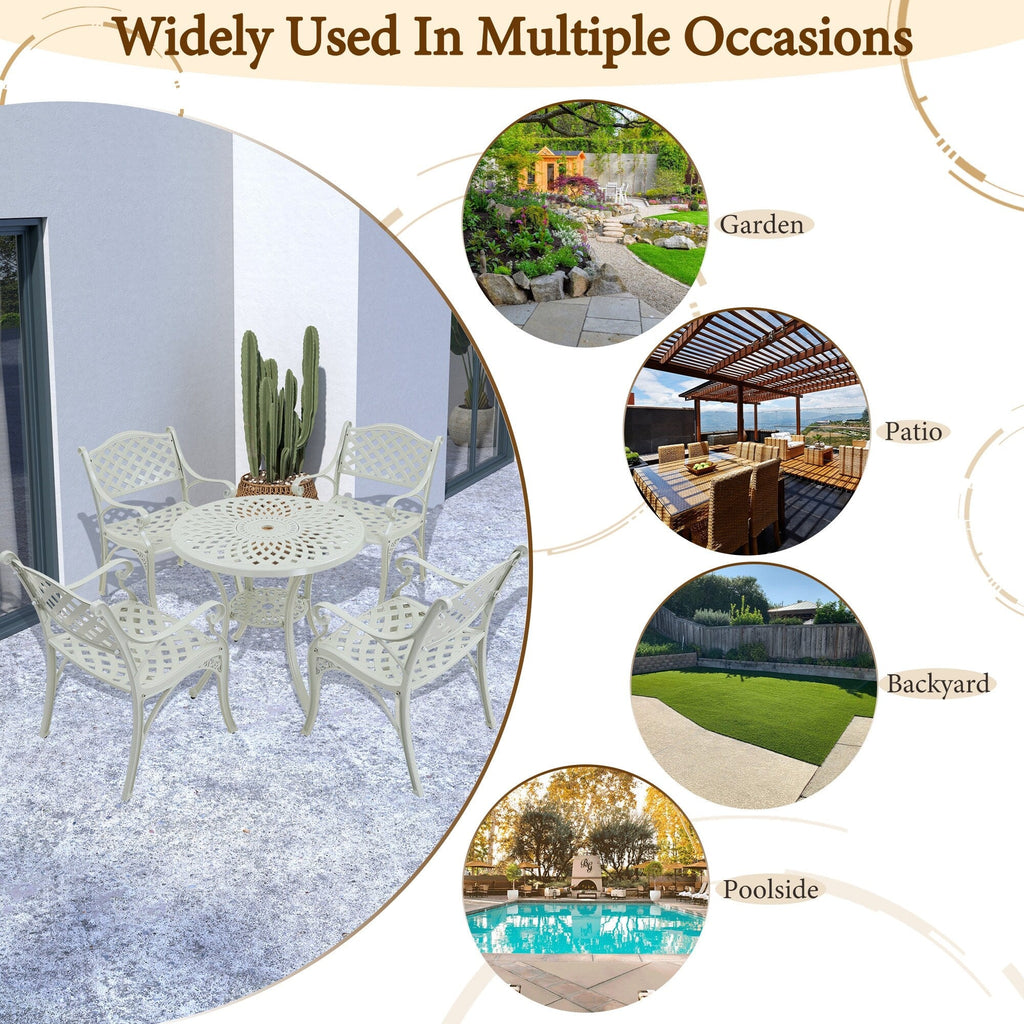 Ensemble de salle à manger de patio en aluminium moulé 5 pièces