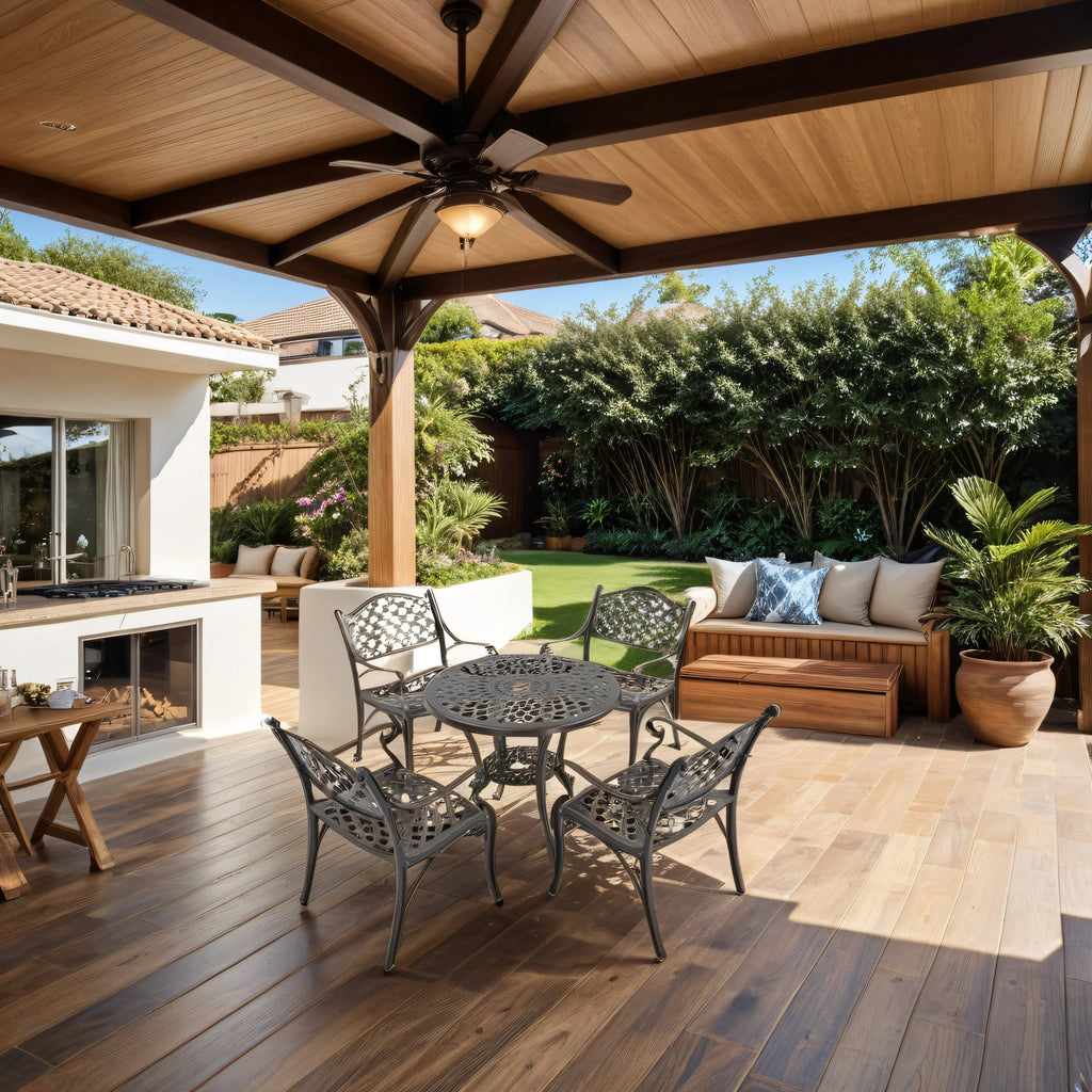 Ensemble de salle à manger de patio en aluminium moulé 5 pièces