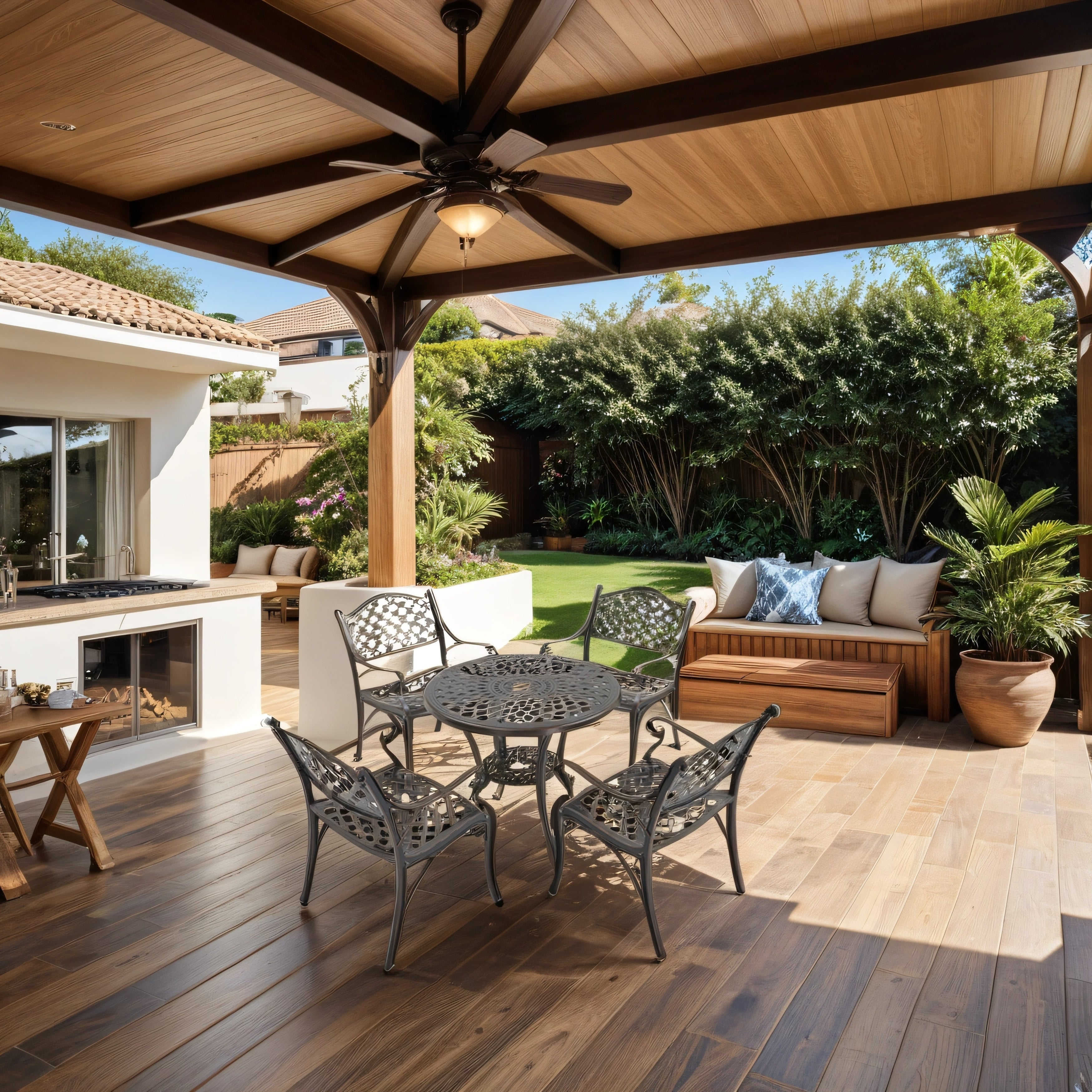 Ensemble de salle à manger de patio en aluminium moulé 5 pièces