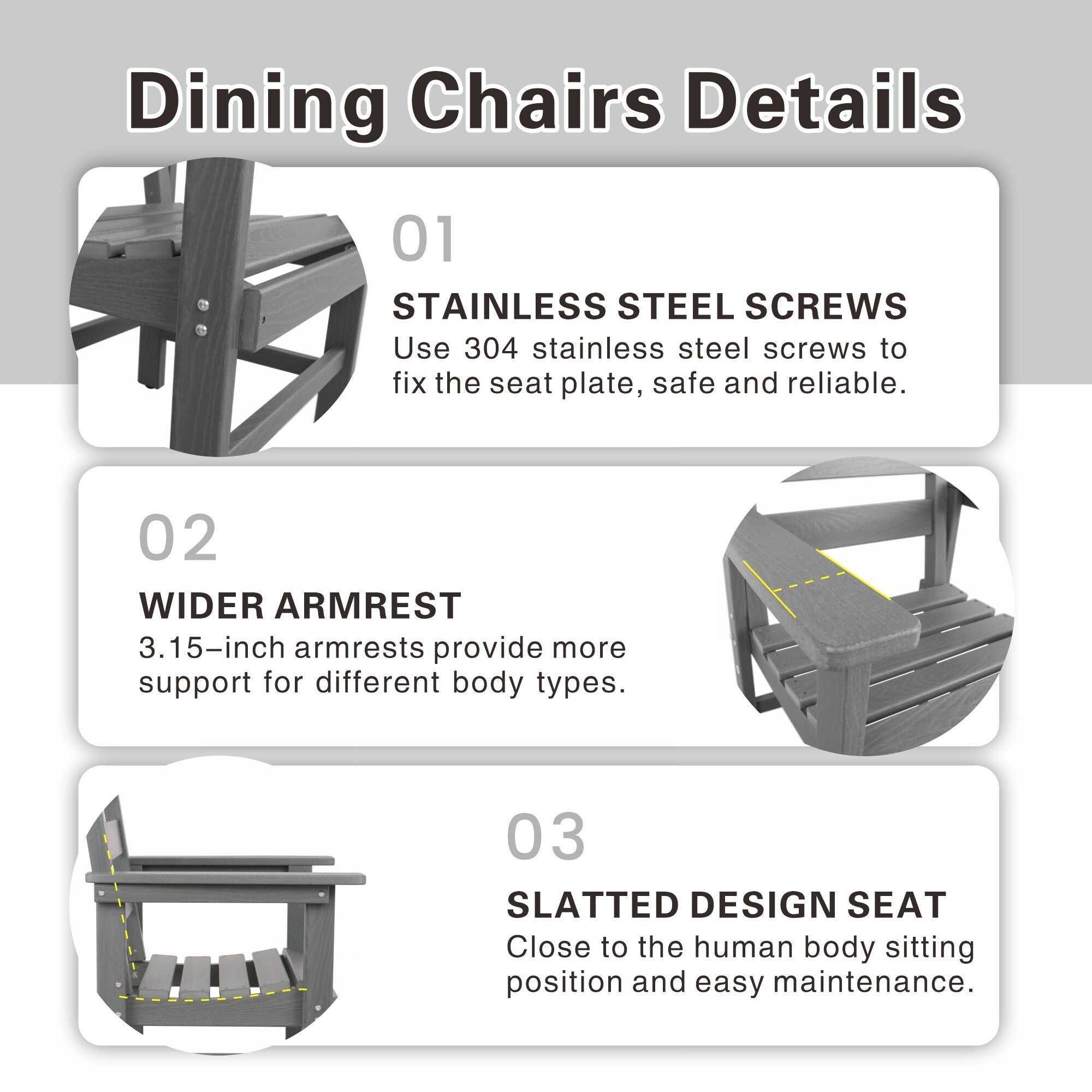 Ensemble de salle à manger de jardin 5 pièces en PEHD, ensemble de meubles de salle à manger d'extérieur avec 4 chaises, table et chaises de jardin
