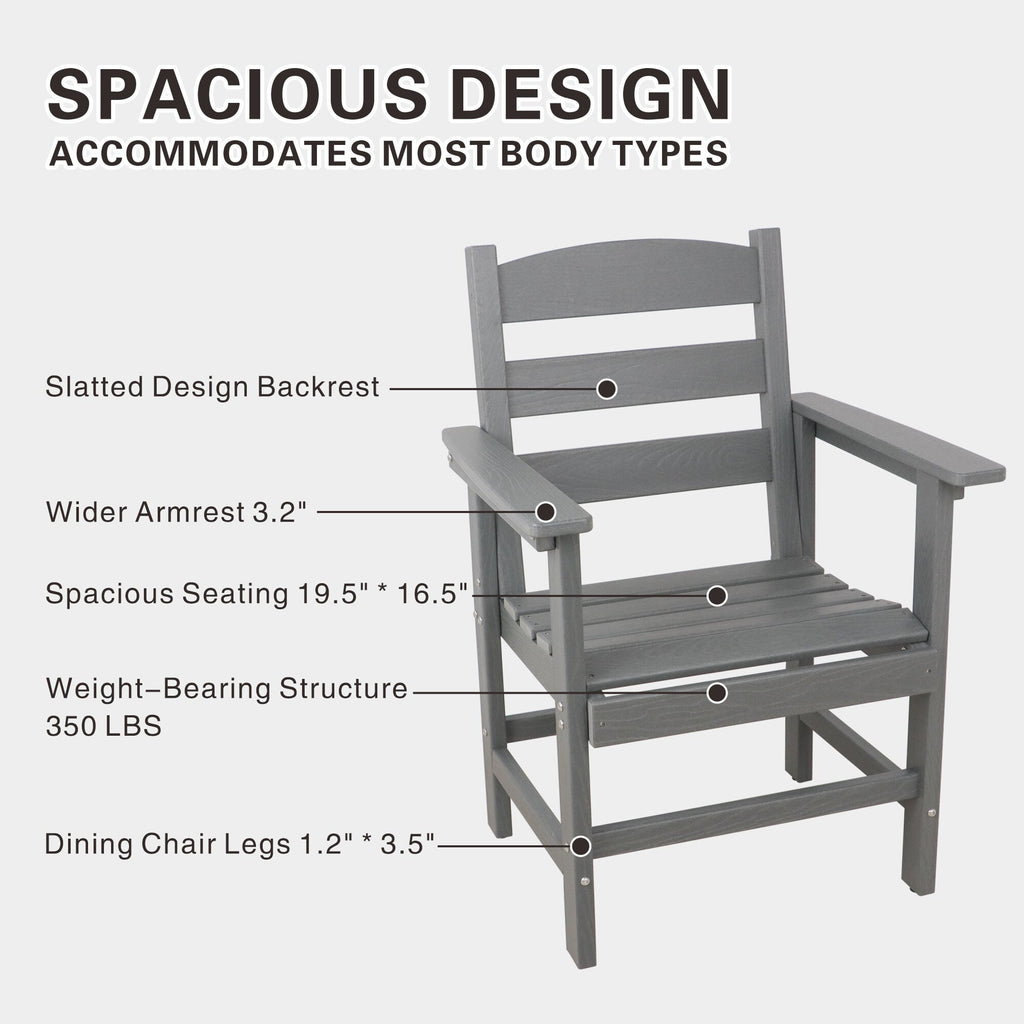 Ensemble de salle à manger de jardin 5 pièces en PEHD, ensemble de meubles de salle à manger d'extérieur avec 4 chaises, table et chaises de jardin