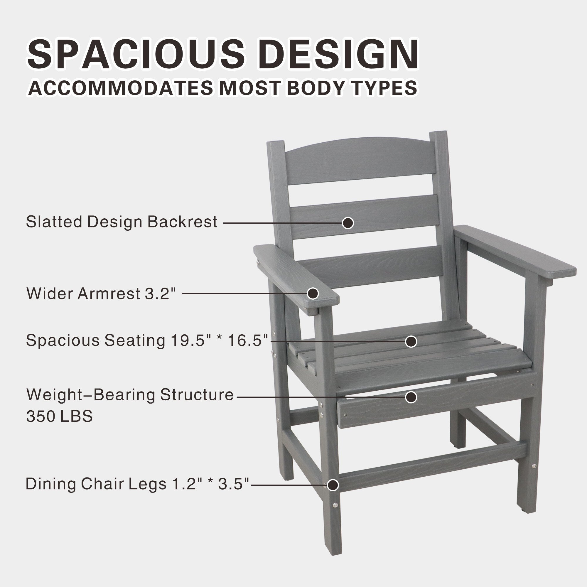 Ensemble de salle à manger de jardin 5 pièces en PEHD, ensemble de meubles de salle à manger d'extérieur avec 4 chaises, table et chaises de jardin