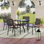 Ensemble de salle à manger de patio en métal avec revêtement électronique, 5 pièces