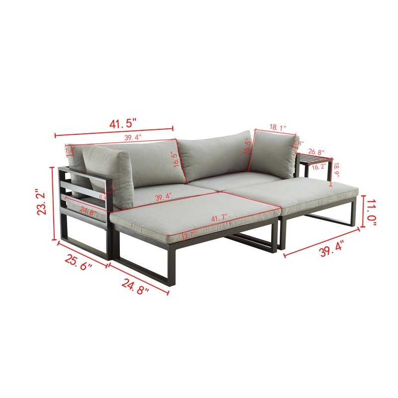 Ensemble de canapés de conversation d'extérieur en métal 5 pièces