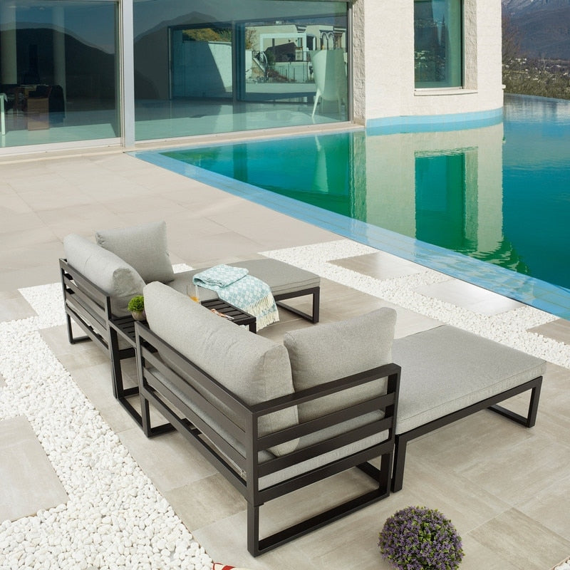 Ensemble de canapés de conversation d'extérieur en métal 5 pièces