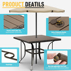 Ensemble de salle à manger d'extérieur en métal 5 pièces avec table carrée et chaises pivotantes en rotin avec coussin