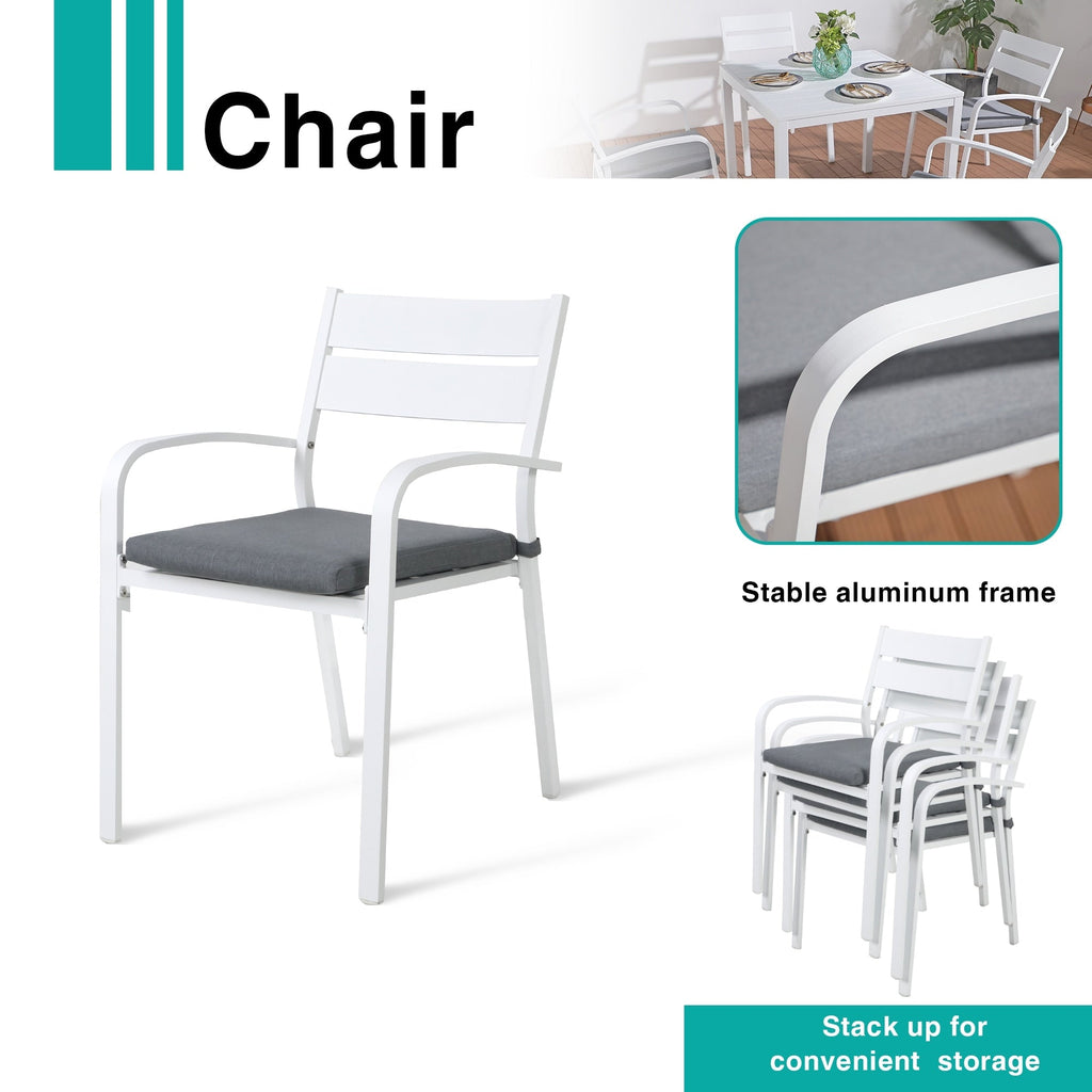 Ensemble de salle à manger d'extérieur en aluminium 5 pièces