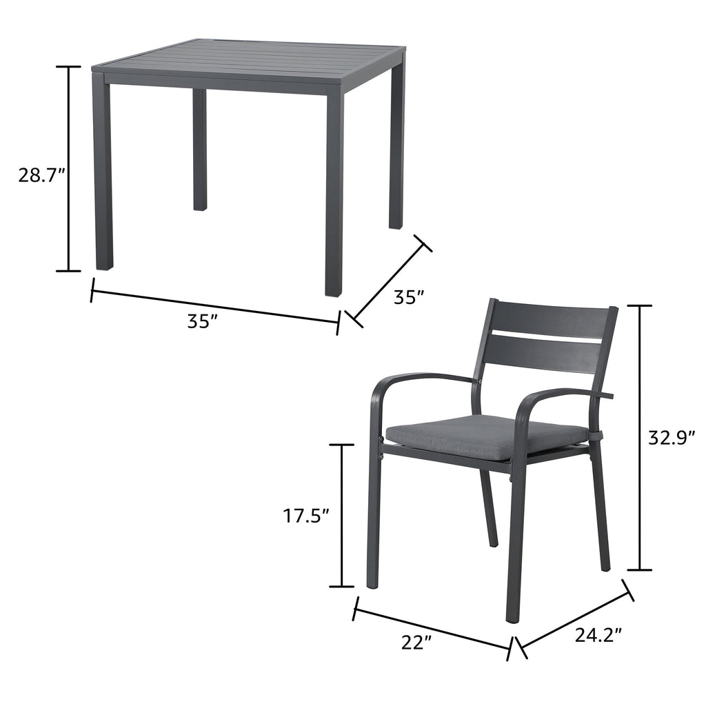 Ensemble de salle à manger d'extérieur en aluminium 5 pièces