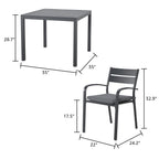 Ensemble de salle à manger d'extérieur en aluminium 5 pièces