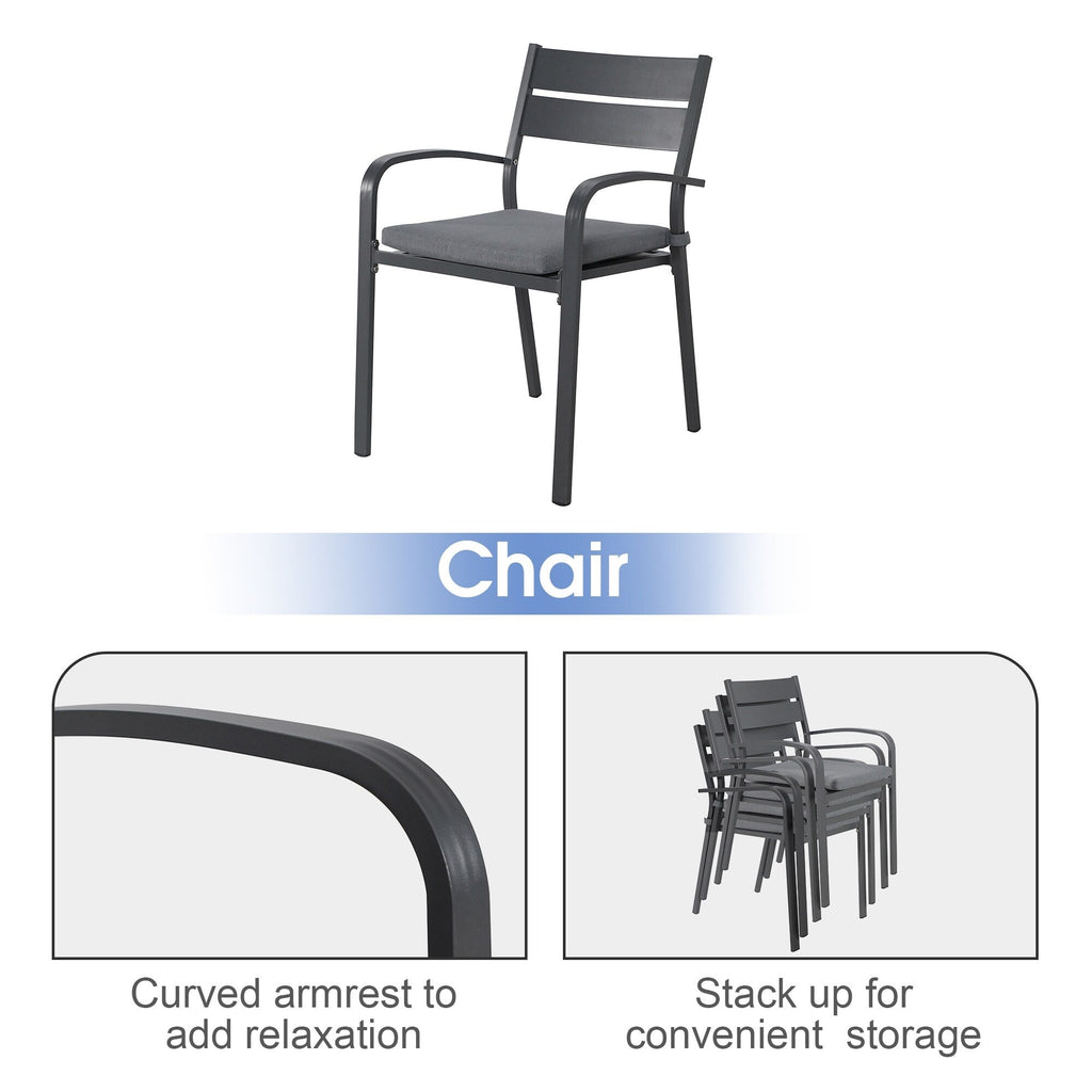 Ensemble de salle à manger d'extérieur en aluminium 5 pièces
