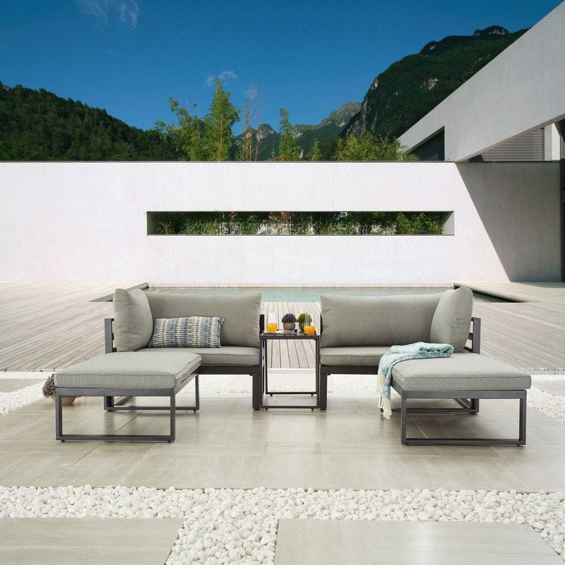 Ensemble de canapés de conversation d'extérieur en métal 5 pièces