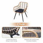 Ensemble de conversation d'extérieur rembourré en osier 5 pièces