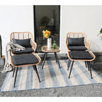 Ensemble de conversation d'extérieur rembourré en osier 5 pièces