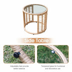 Ensemble de conversation d'extérieur rembourré en osier 5 pièces