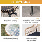 Ensemble de conversation d'extérieur rembourré en osier 5 pièces