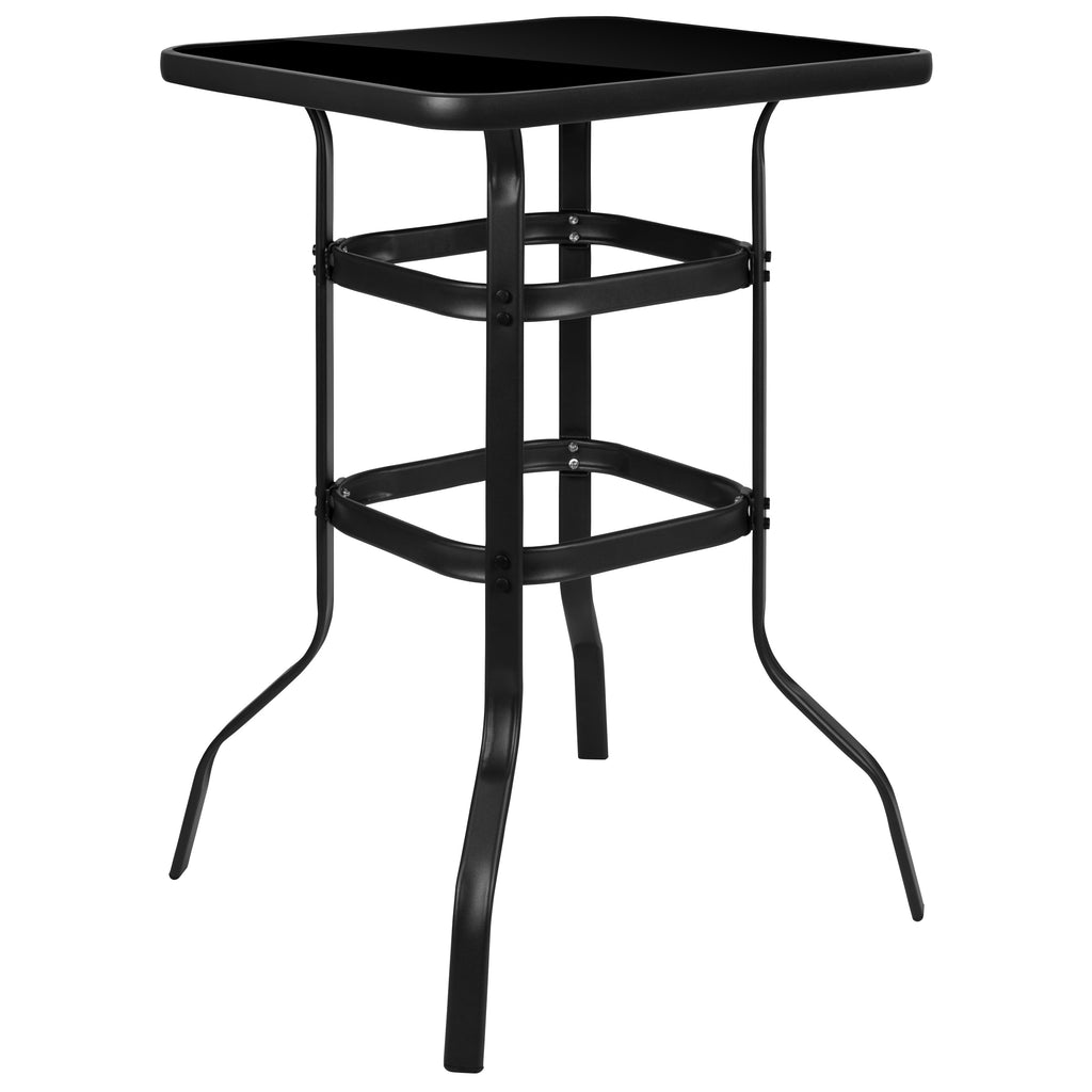 Ensemble de 5 tables de bar en verre pour extérieur avec 4 tabourets de bar
