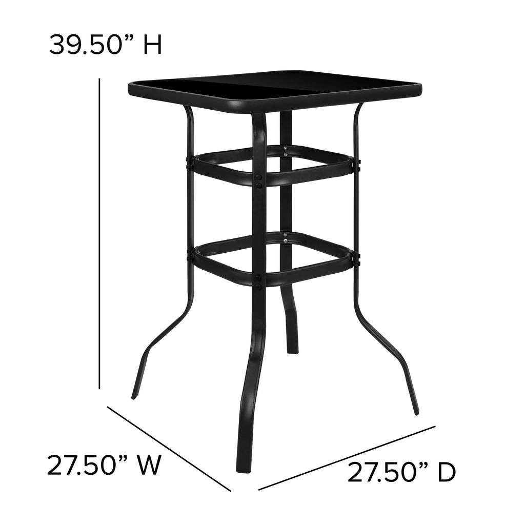 Ensemble de 5 tables de bar en verre pour extérieur avec 4 tabourets de bar