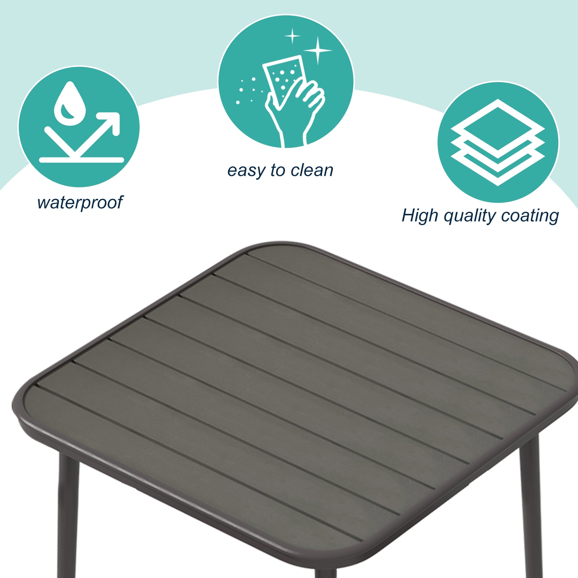 Ensemble de salle à manger d'extérieur en métal 5 pièces