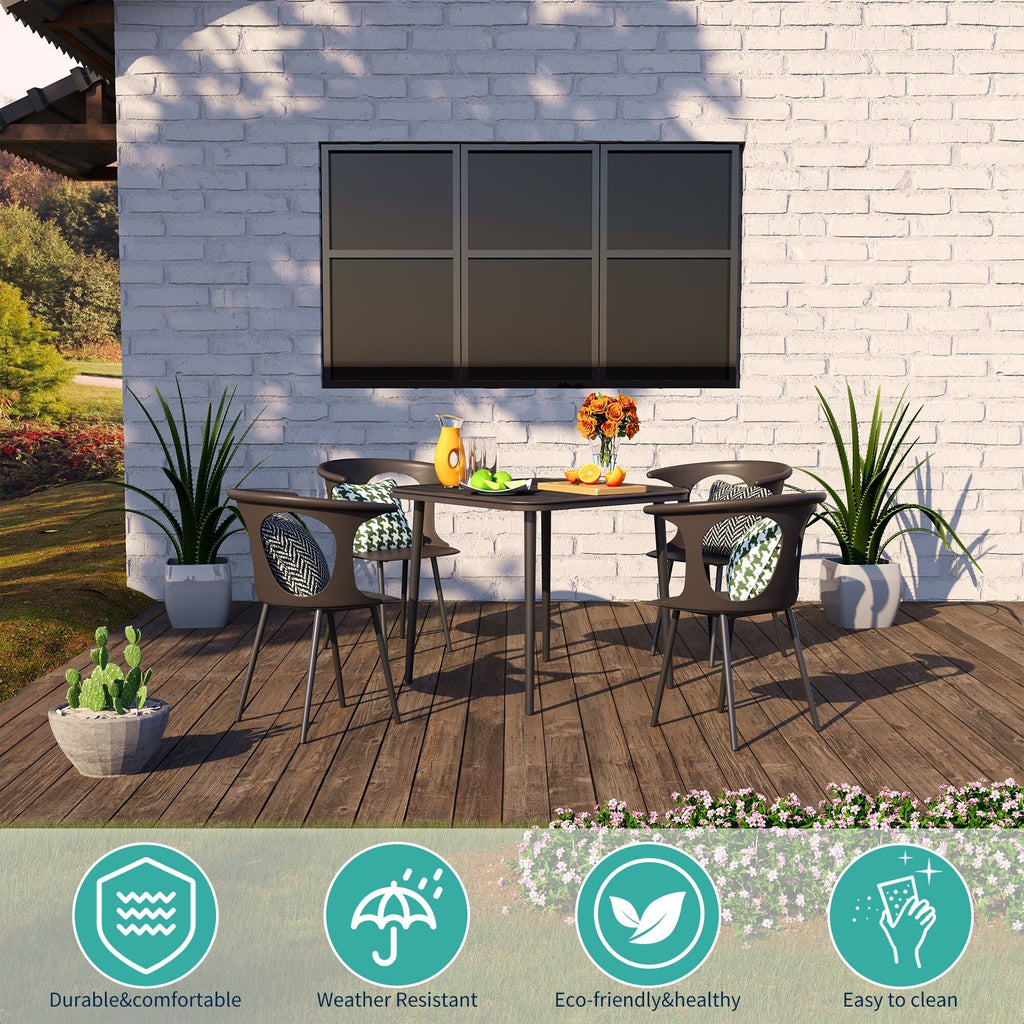 Ensemble de salle à manger d'extérieur en métal 5 pièces