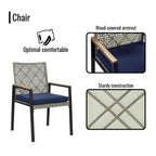 Ensemble de salle à manger d'extérieur en rotin 5 pièces avec chaises empilables, plateau de table en bois d'acacia de 35 pouces avec trou pour parasol