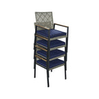 Ensemble de salle à manger d'extérieur en rotin 5 pièces avec chaises empilables, plateau de table en bois d'acacia de 35 pouces avec trou pour parasol