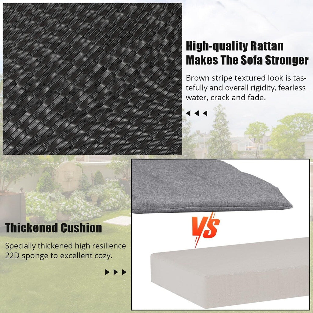 Ensemble de canapés d'extérieur en rotin et osier 5 pièces pour patio