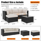 Ensemble de canapés d'extérieur en rotin et osier 5 pièces pour patio