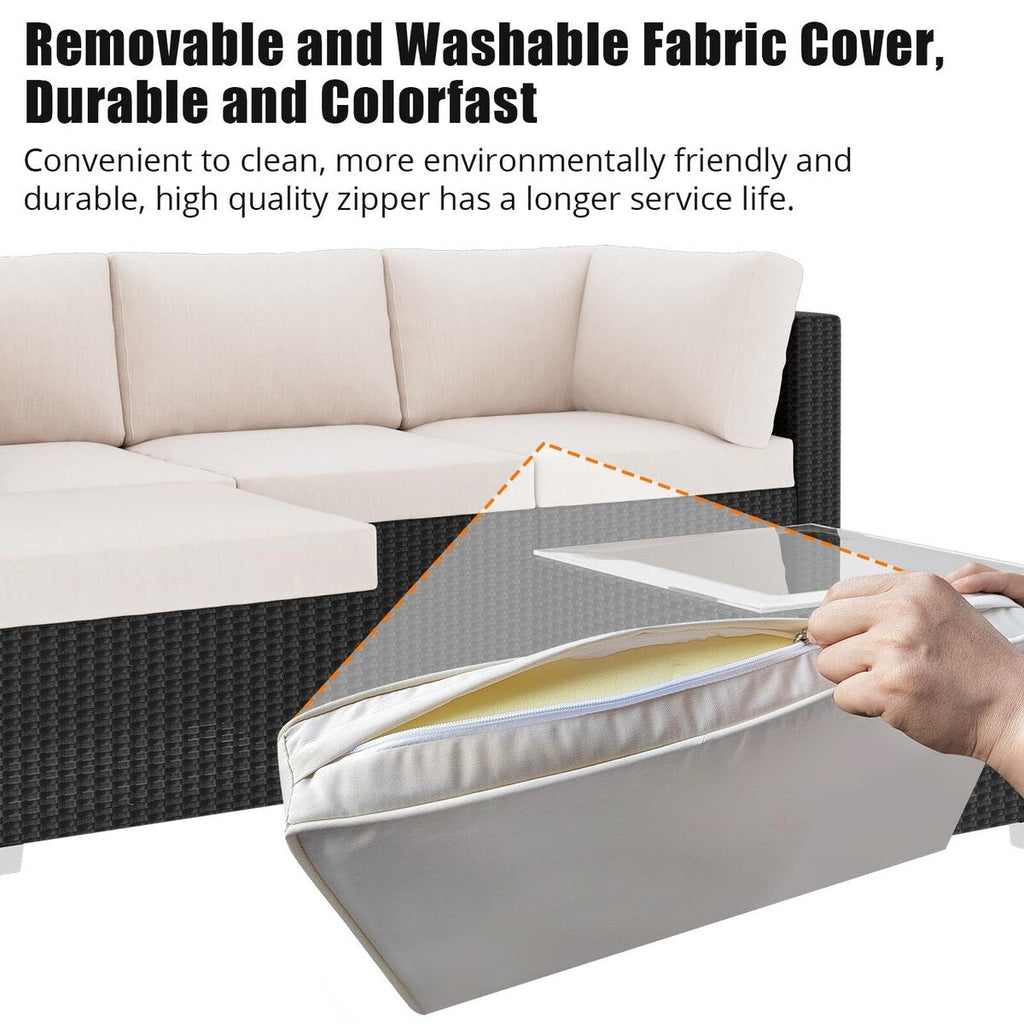 Ensemble de canapés d'extérieur en rotin et osier 5 pièces pour patio